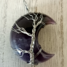 Pendentif pierre naturelle arbre de vie "lune argenté" améthyste