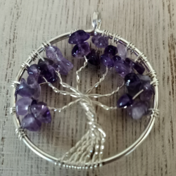 Pendentif pierre naturelle arbre de vie améthyste